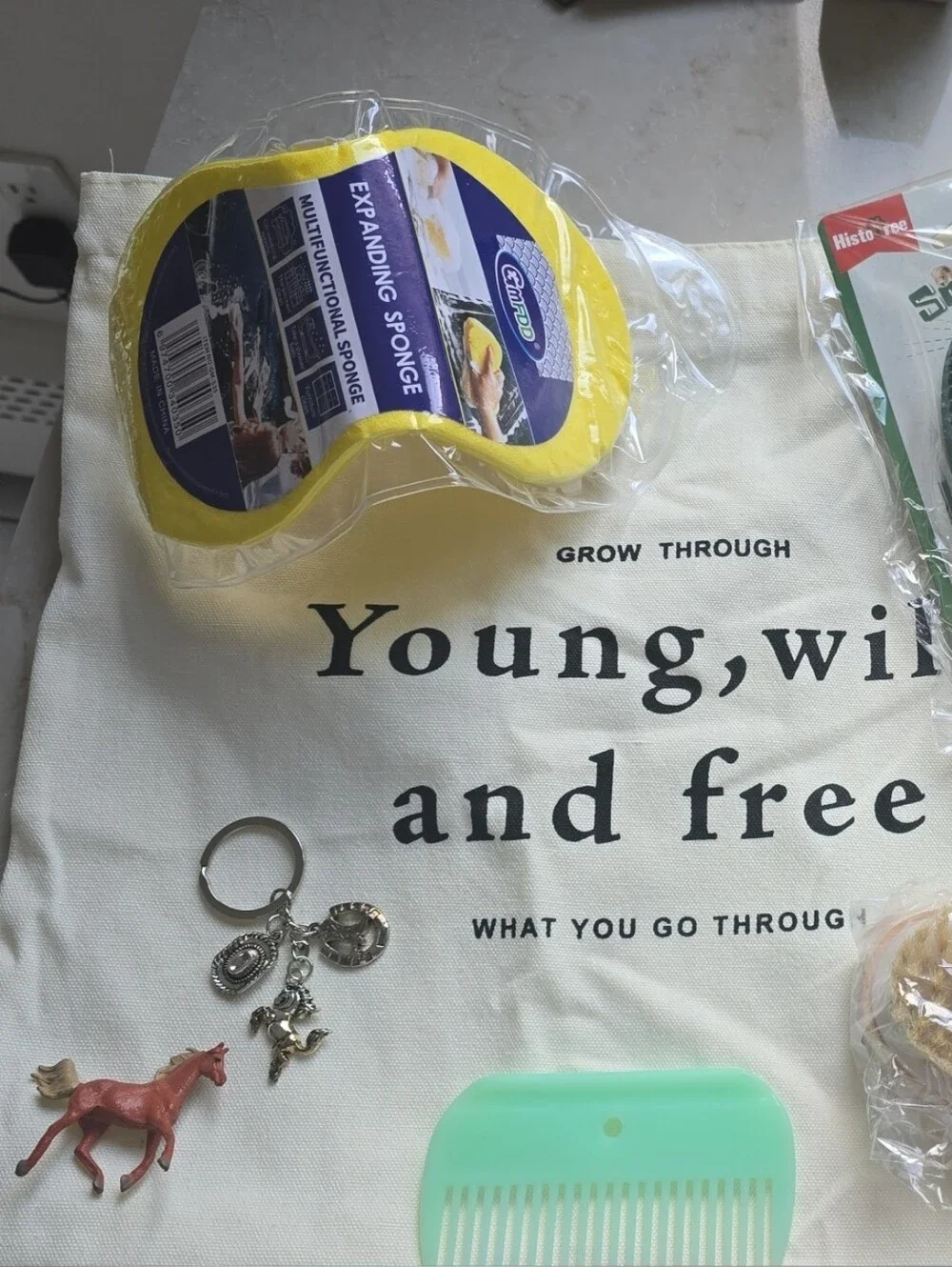 Canvas Tote Bag with 'Young, Wild and Free' W/ Goodies!